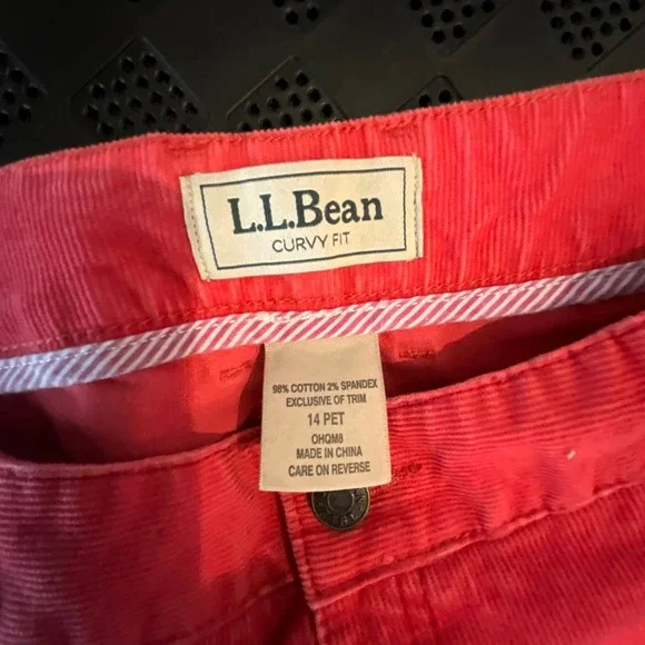 VTG LLBean Corduroy 14P Pants Suit Set 20P Jacket Pink Womens Embroidered Cuffs